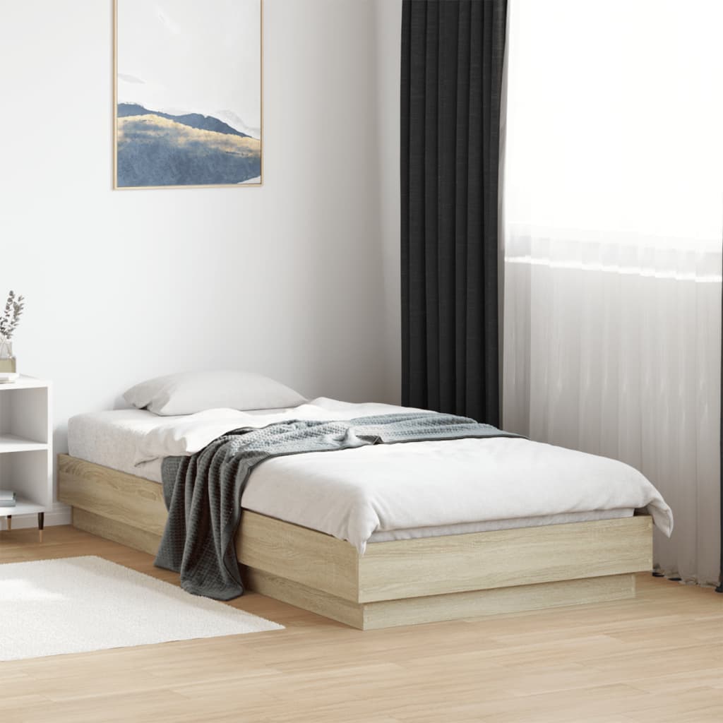 Bed Frame without Mattress Sonoma Oak 75x190 cm Engineered Wood