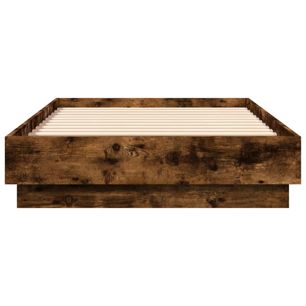 Bed Frame without Mattress Smoked Oak 75x190 cm Small Single Engineered Wood