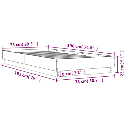 Bed Frame without Mattress Smoked Oak 75x190 cm Small Single Engineered Wood