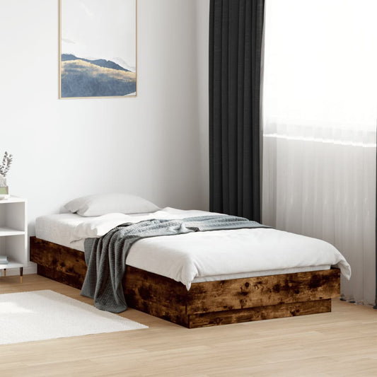 Bed Frame without Mattress Smoked Oak 75x190 cm Engineered Wood