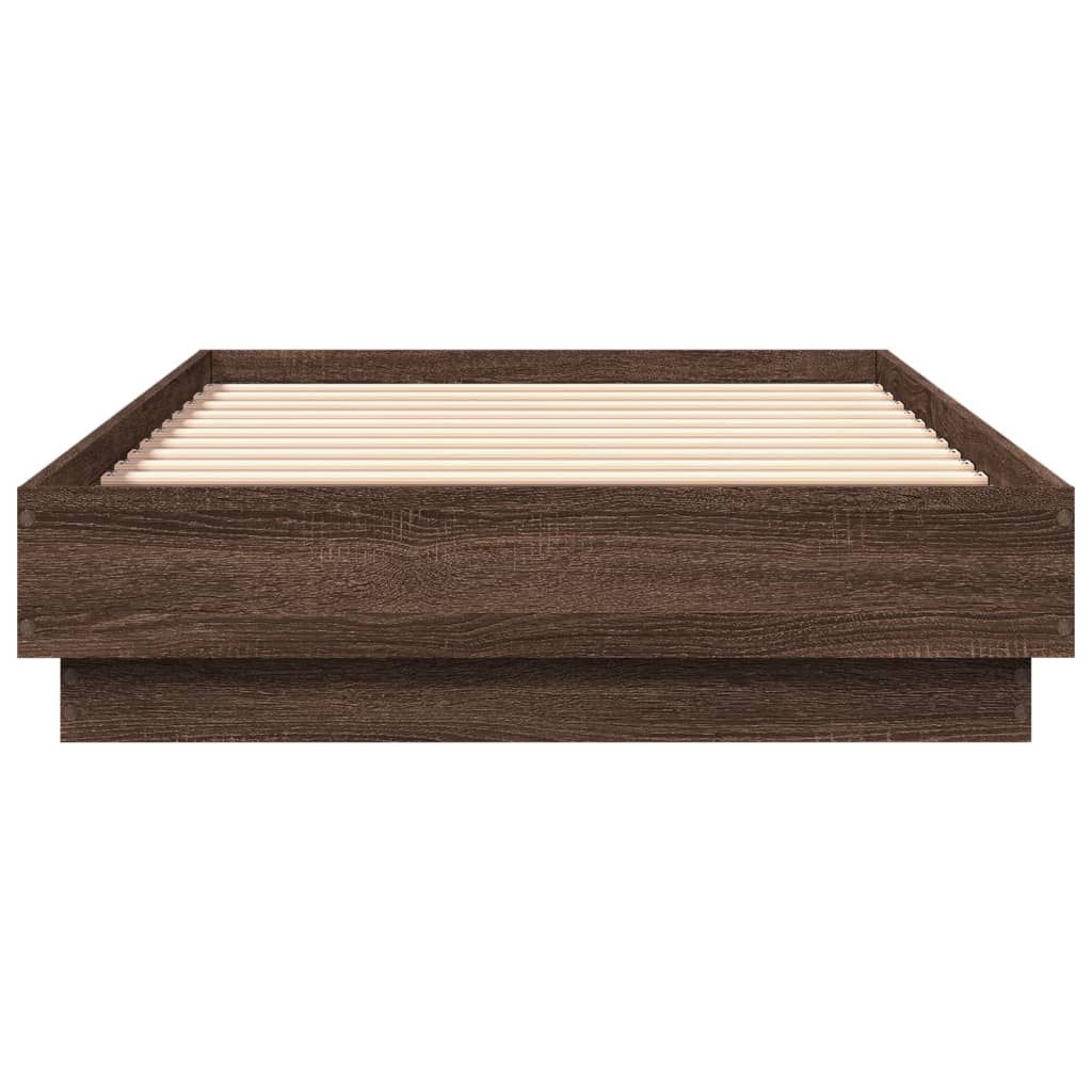 Bed Frame without Mattress Brown Oak 75x190 cm Small Single Engineered Wood