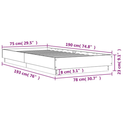 Bed Frame without Mattress Brown Oak 75x190 cm Small Single Engineered Wood