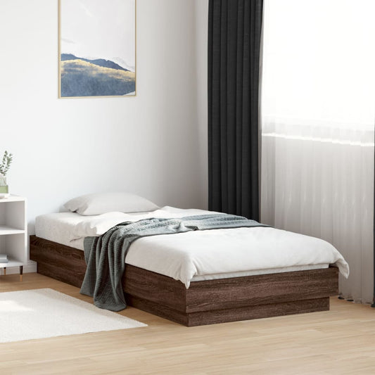 Bed Frame without Mattress Brown Oak 75x190 cm Engineered Wood