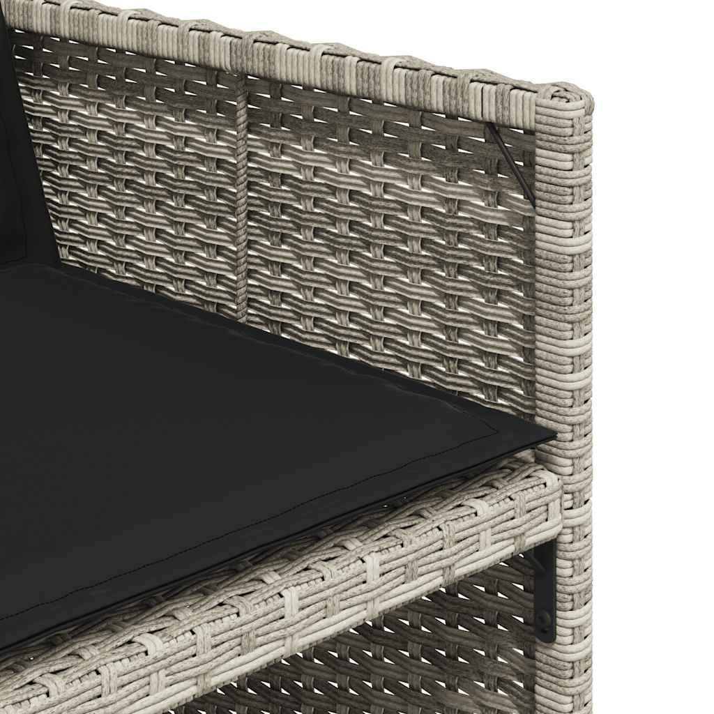 5 Piece Garden Dining Set with Cushions Light Grey Poly Rattan