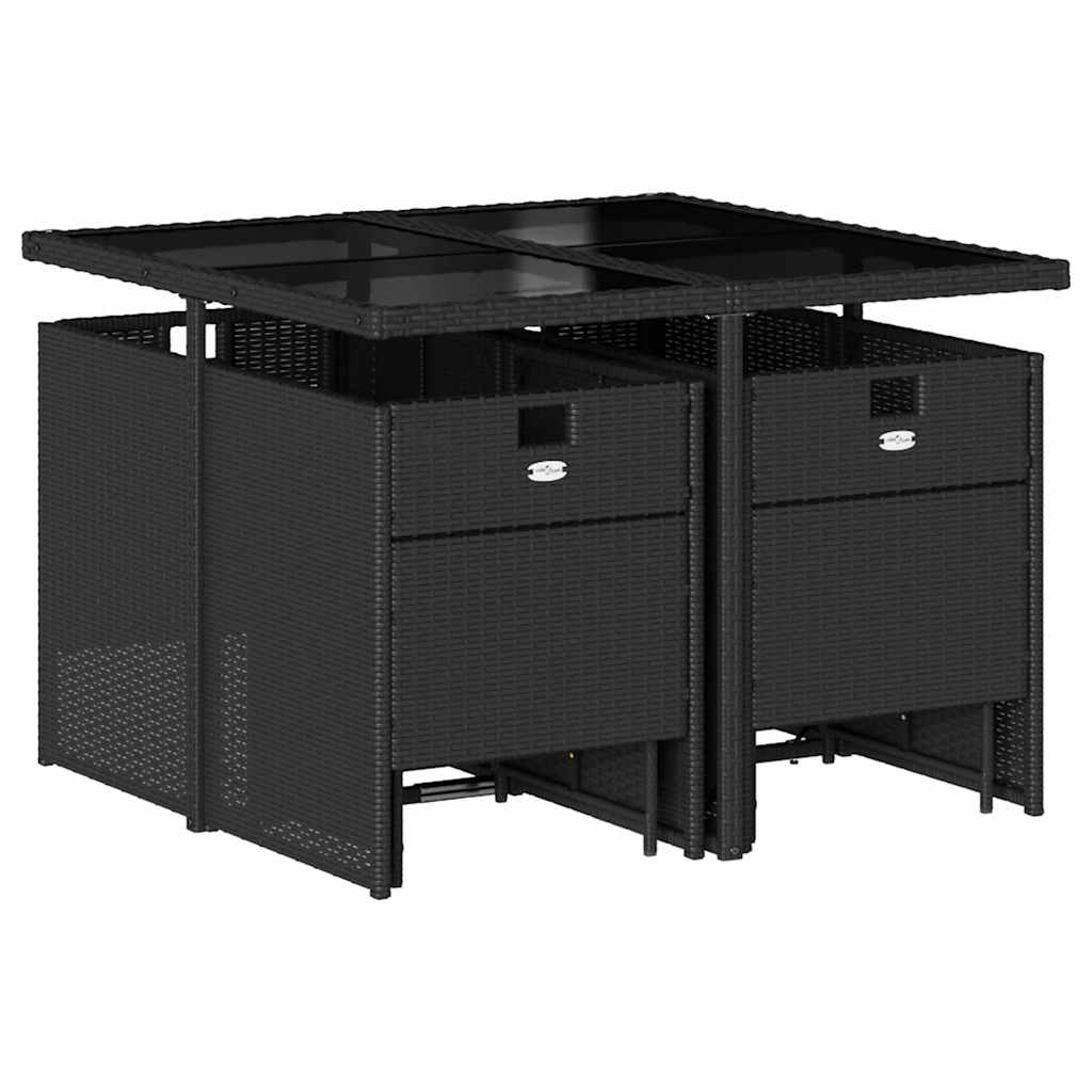 Garden Dining Set | Black | Poly Rattan | Large | Foldable
