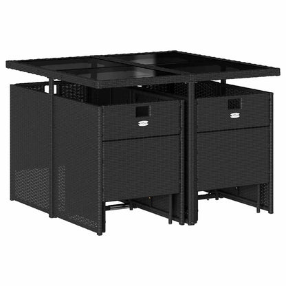 Garden Dining Set | Black | Poly Rattan | Large | Foldable