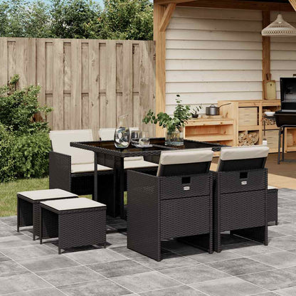 Garden Dining Set | Black | Poly Rattan | Large | Foldable