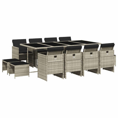 Garden Dining Set | Light grey | PE rattan | 12-seater | Foldable