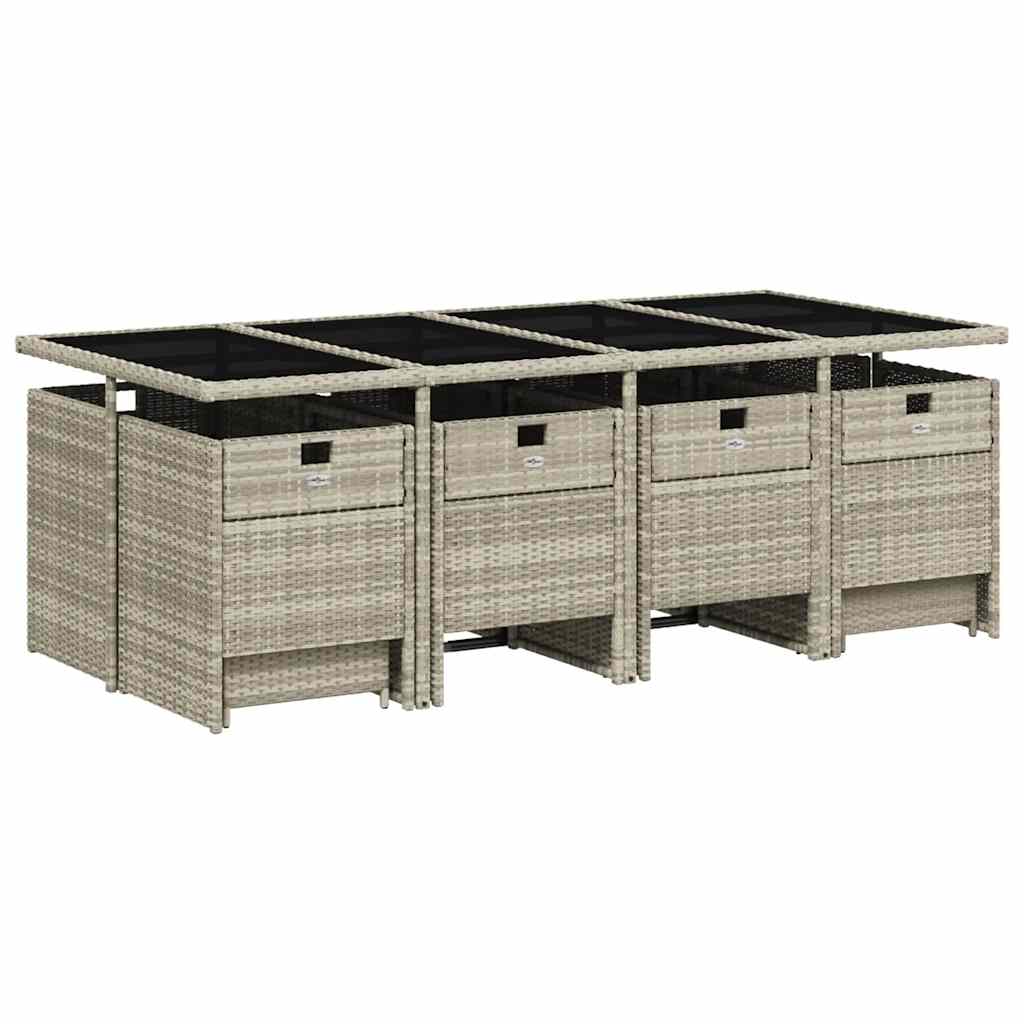 Garden Dining Set | Light grey | PE rattan | 12-seater | Foldable