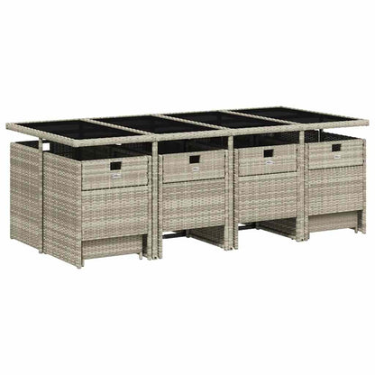 Garden Dining Set | Light grey | PE rattan | 12-seater | Foldable