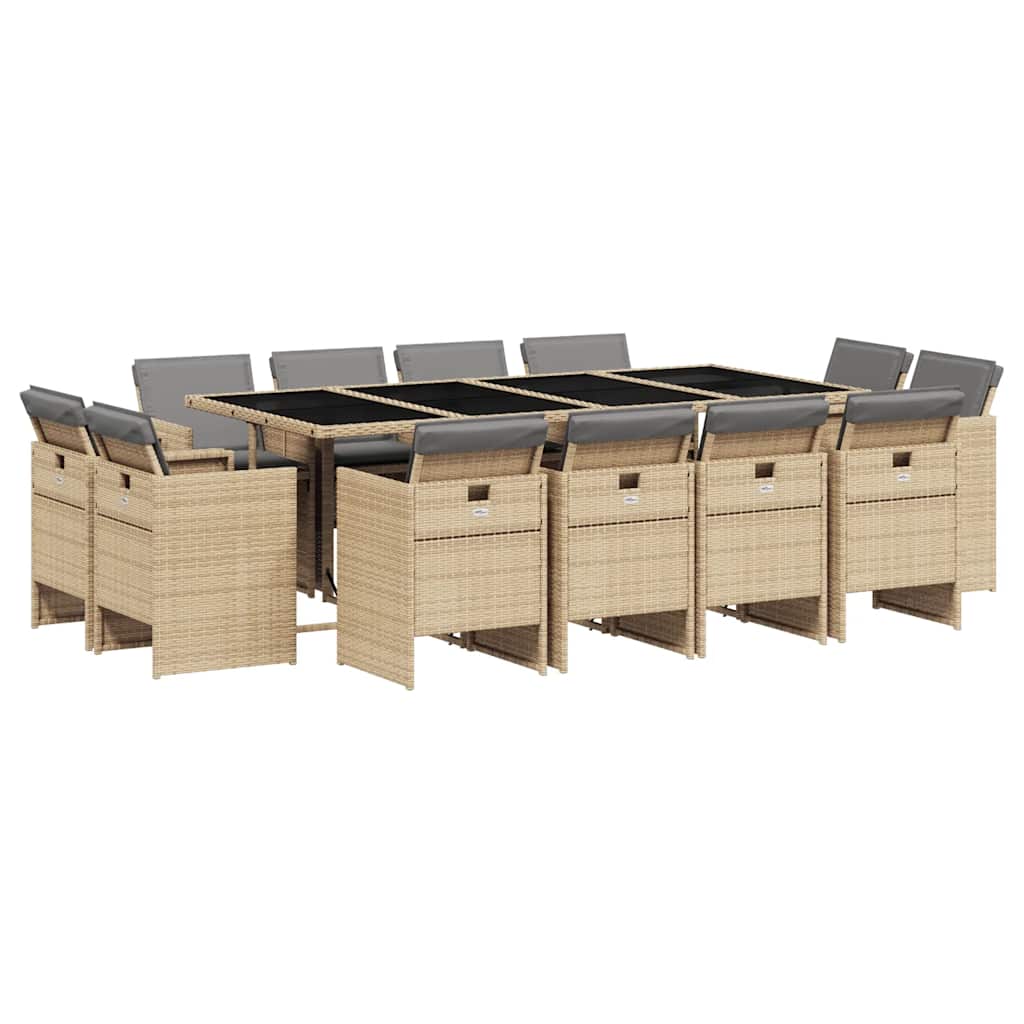 Garden Dining Set | Mix beige, black, light grey | PE rattan | 42 sqft