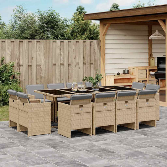 Garden Dining Set | Mix beige, black, light grey | PE rattan | 42 sqft