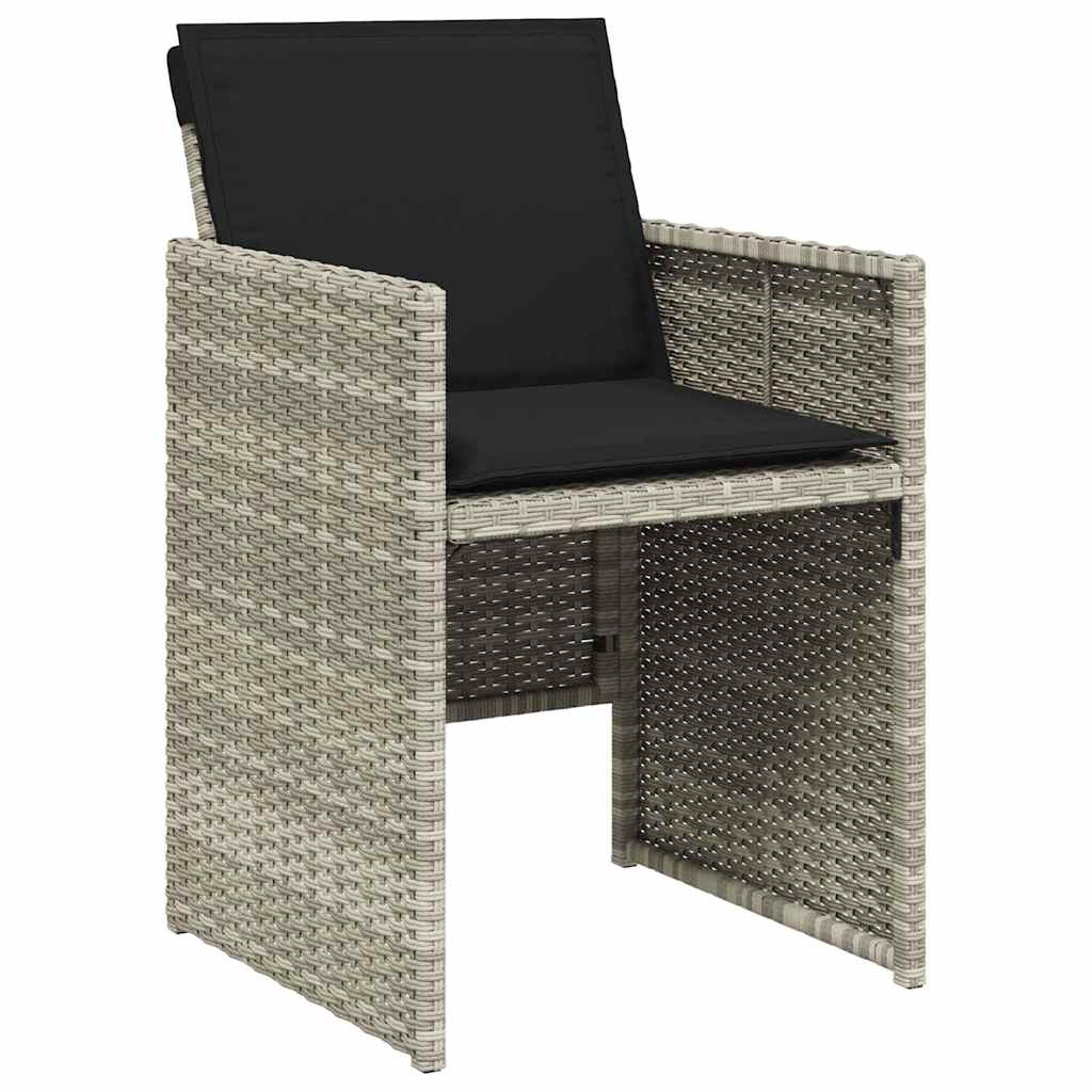 15 Piece Garden Dining Set with Cushions Light Grey Poly Rattan