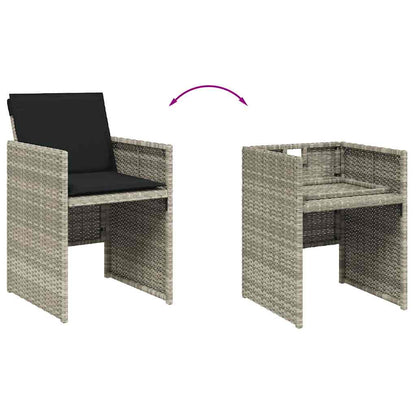 17 Piece Garden Dining Set with Cushions Light Grey Poly Rattan