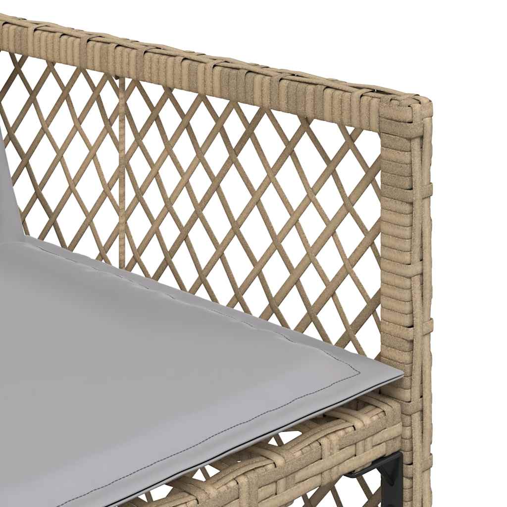 5 Piece Garden Dining Set with Cushions Beige Poly Rattan