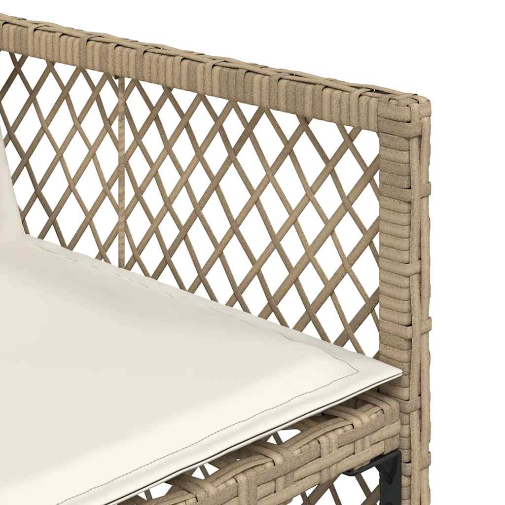 5 Piece Garden Dining Set with Cushions Beige Poly Rattan
