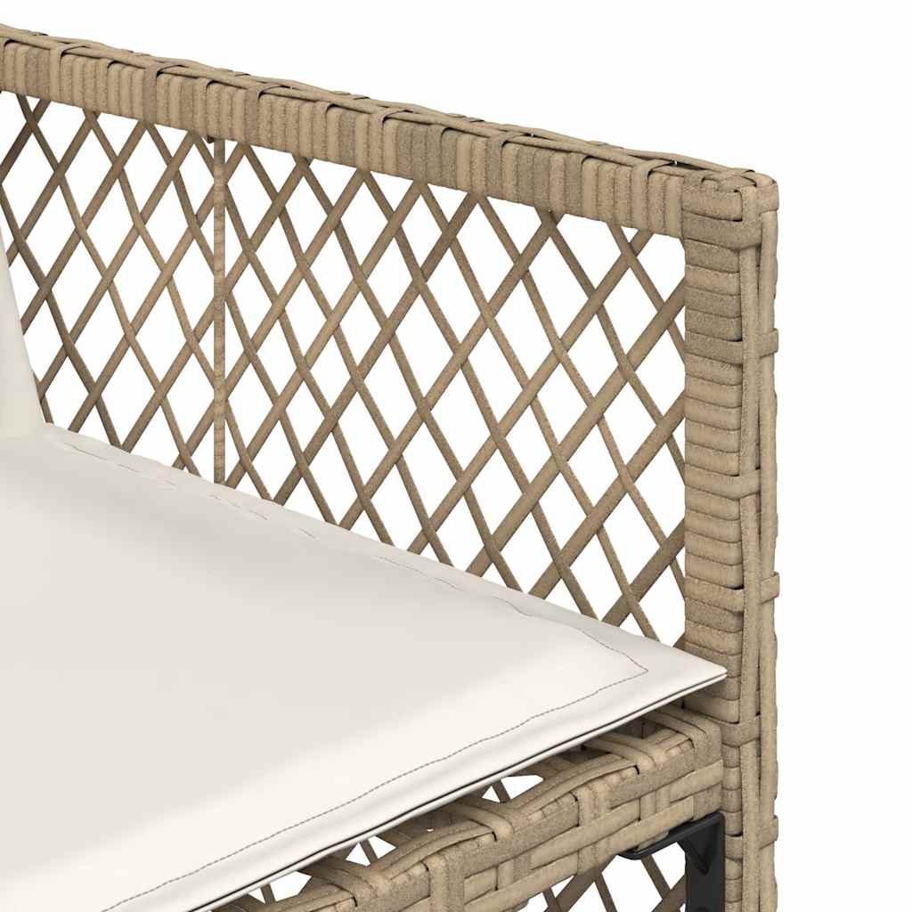 7 Piece Garden Dining Set with Cushions Beige Poly Rattan