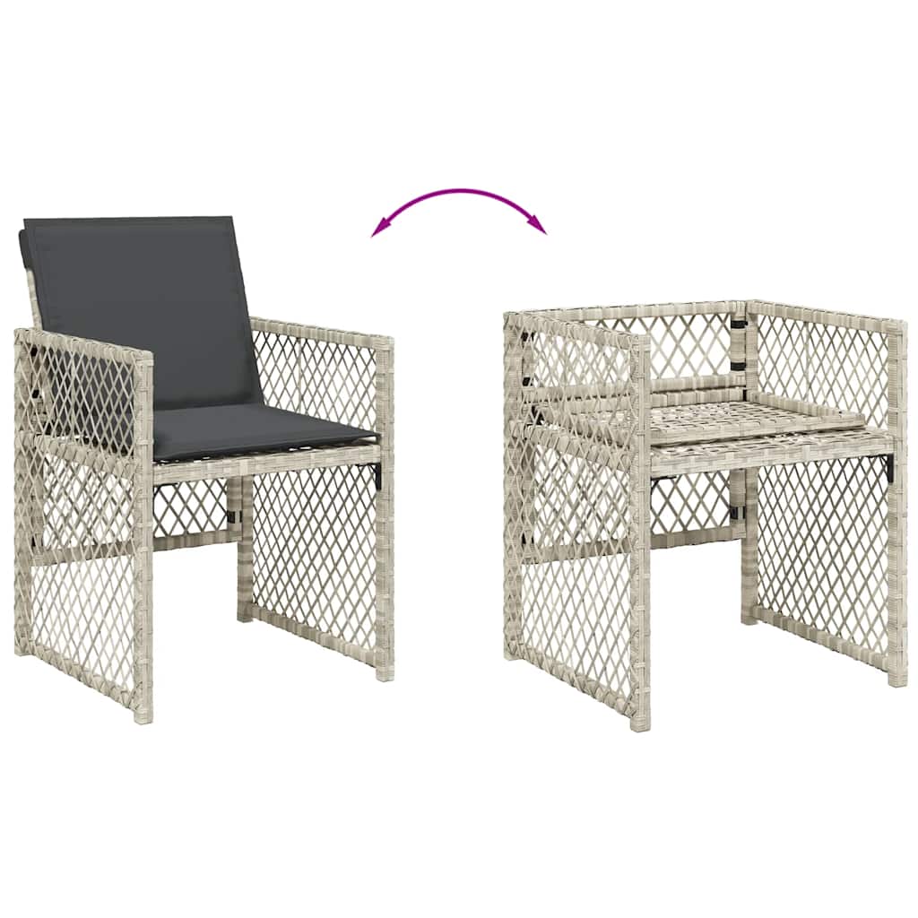 11 Piece Garden Dining Set with Cushions Light Grey Poly Rattan