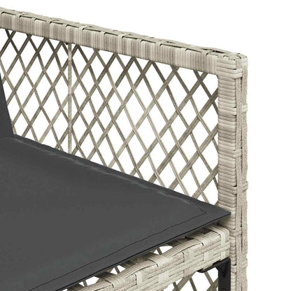 11 Piece Garden Dining Set with Cushions Light Grey Poly Rattan