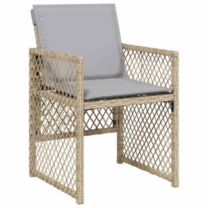13 Piece Garden Dining Set with Cushions Beige Poly Rattan