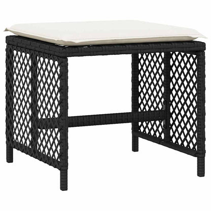 9 Piece Garden Dining Set with Cushions Black Poly Rattan