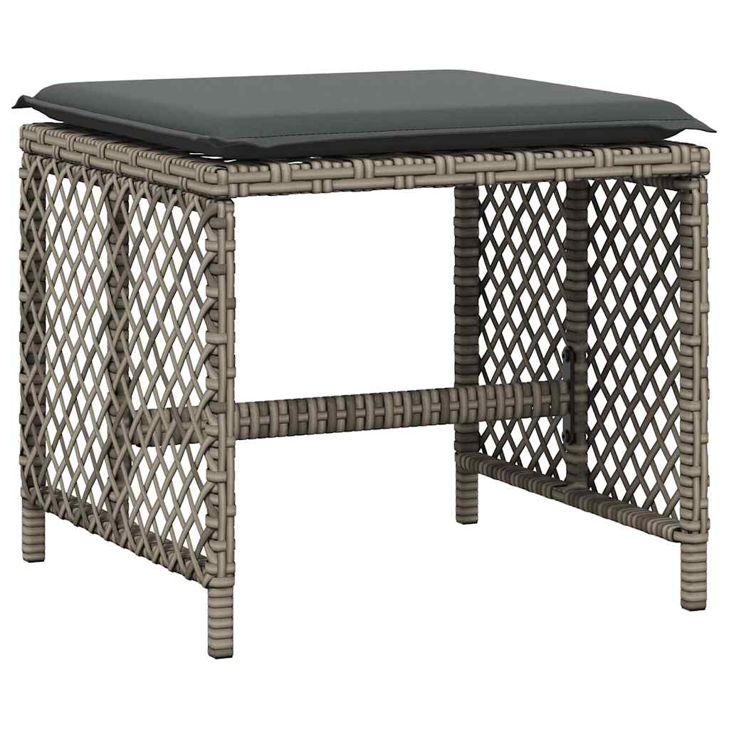 9 Piece Garden Dining Set with Cushions Grey Poly Rattan
