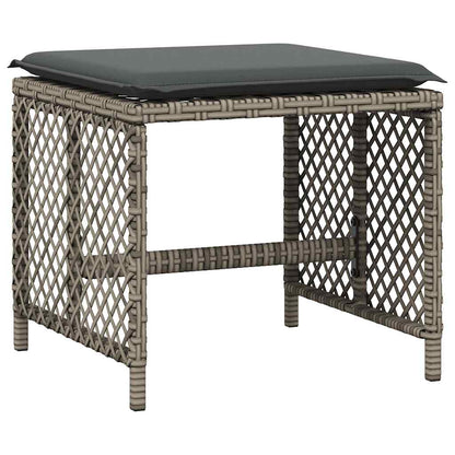 9 Piece Garden Dining Set with Cushions Grey Poly Rattan