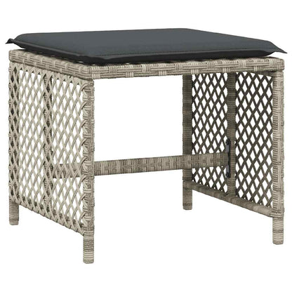 9 Piece Garden Dining Set with Cushions Light Grey Poly Rattan