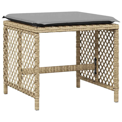 9 Piece Garden Dining Set with Cushions Beige Poly Rattan
