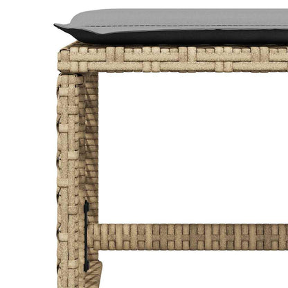 9 Piece Garden Dining Set with Cushions Beige Poly Rattan
