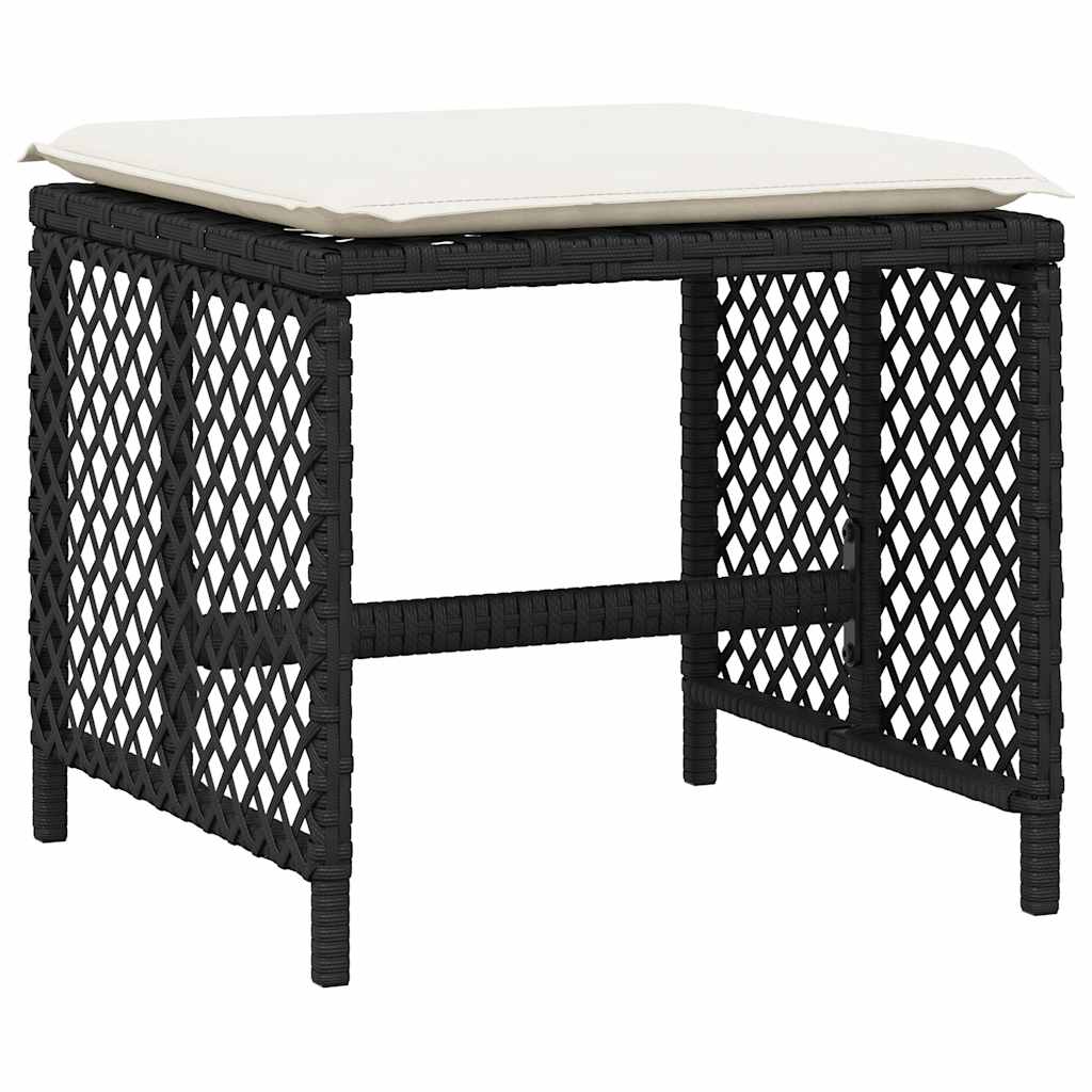 9 Piece Garden Dining Set with Cushions Black Poly Rattan