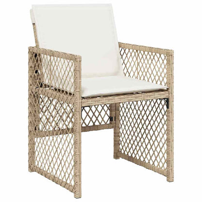 9 Piece Garden Dining Set with Cushions Beige Poly Rattan