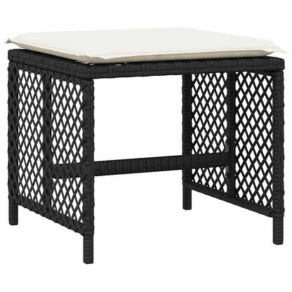 11 Piece Garden Dining Set with Cushions Black Poly Rattan
