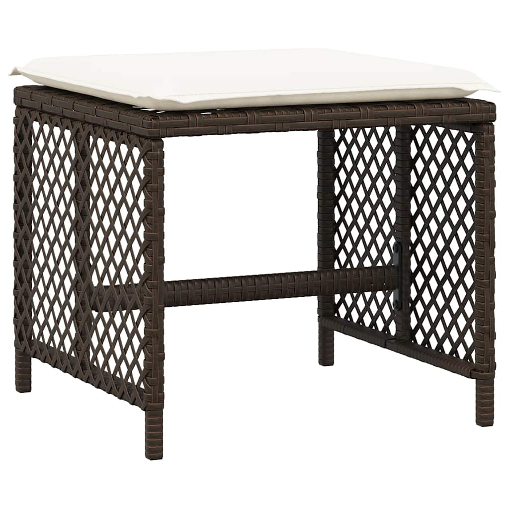 11 Piece Garden Dining Set with Cushions Brown Poly Rattan
