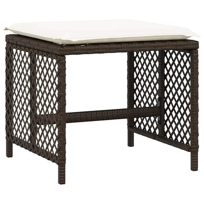 11 Piece Garden Dining Set with Cushions Brown Poly Rattan