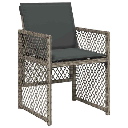 11 Piece Garden Dining Set with Cushions Grey Poly Rattan