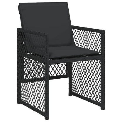 13 Piece Garden Dining Set with Cushions Black Poly Rattan