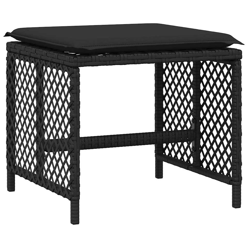 13 Piece Garden Dining Set with Cushions Black Poly Rattan