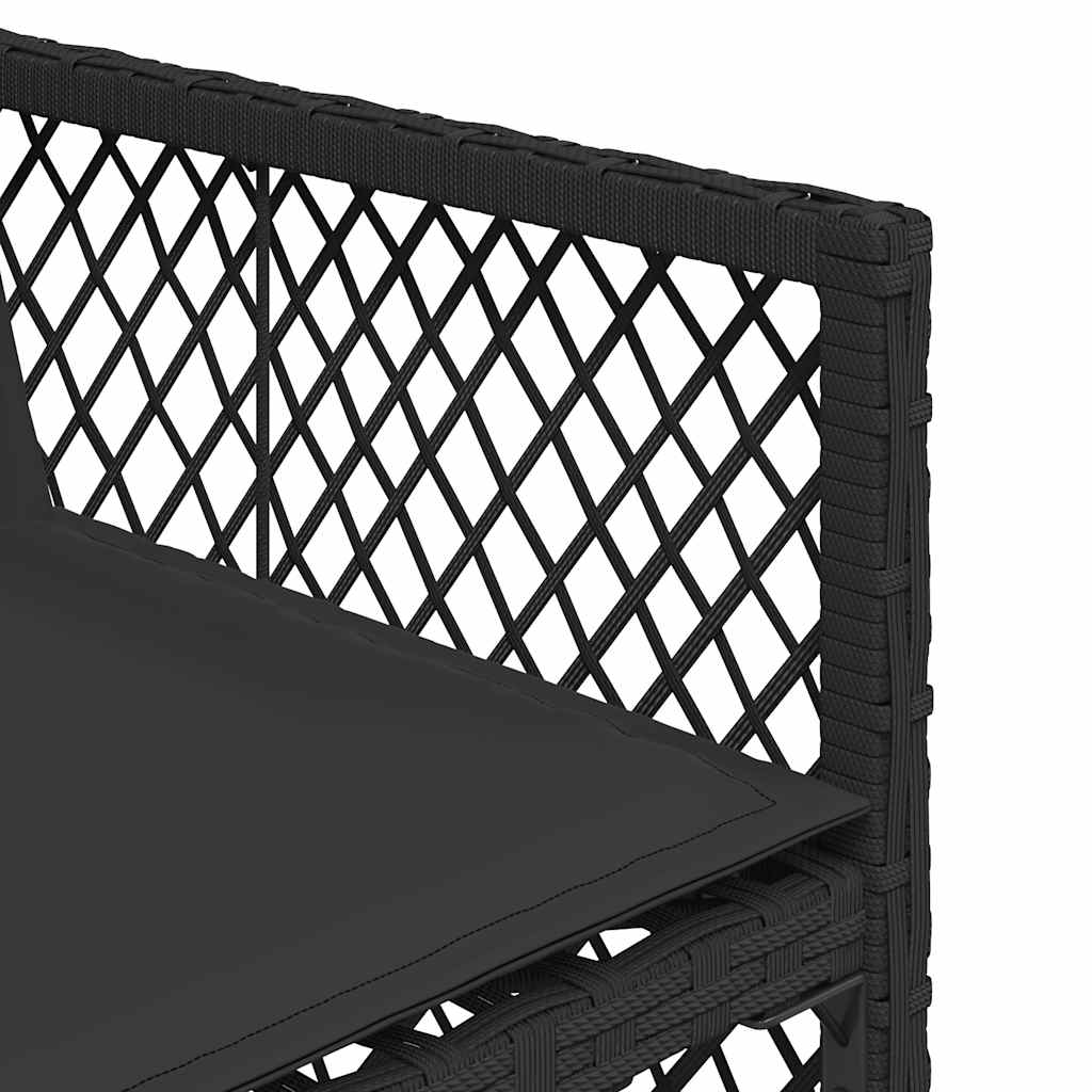 13 Piece Garden Dining Set with Cushions Black Poly Rattan