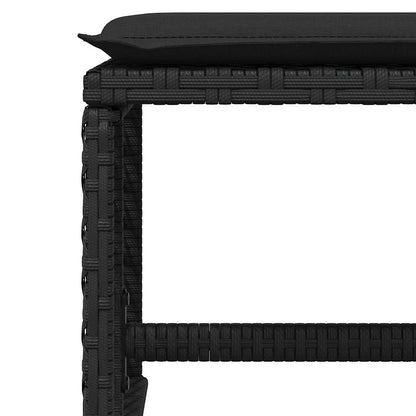 13 Piece Garden Dining Set with Cushions Black Poly Rattan