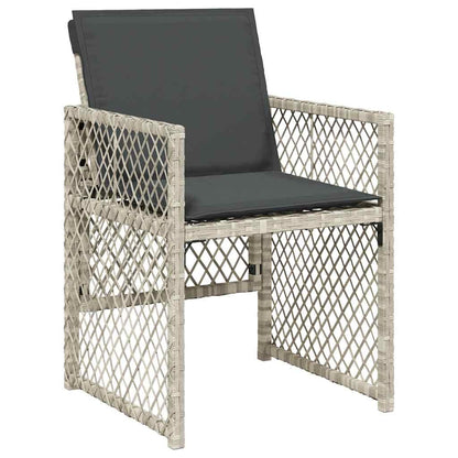 13 Piece Garden Dining Set with Cushions Light Grey Poly Rattan