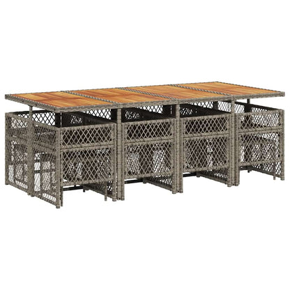 13 Piece Garden Dining Set with Cushions Grey Poly Rattan