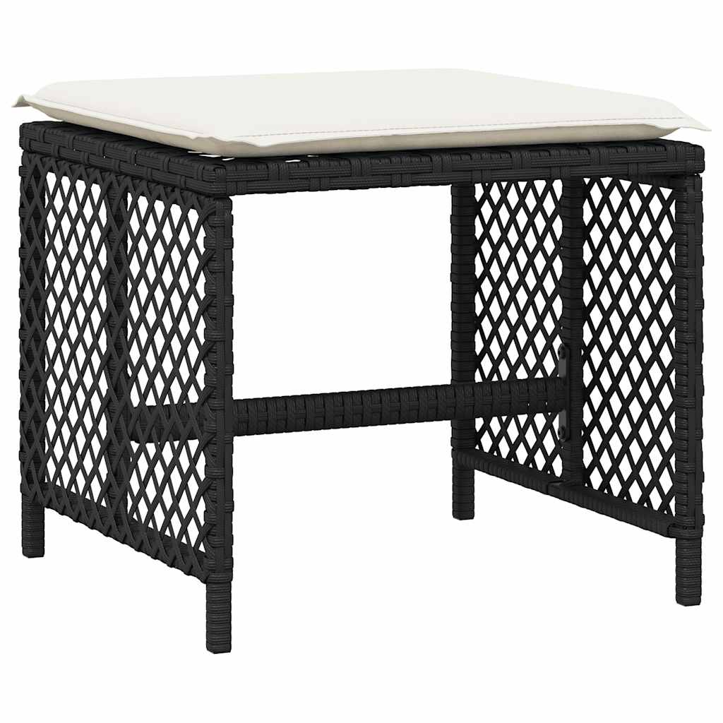 15 Piece Garden Dining Set with Cushions Black Poly Rattan