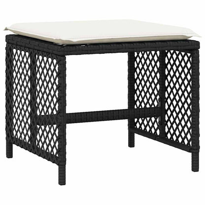 15 Piece Garden Dining Set with Cushions Black Poly Rattan