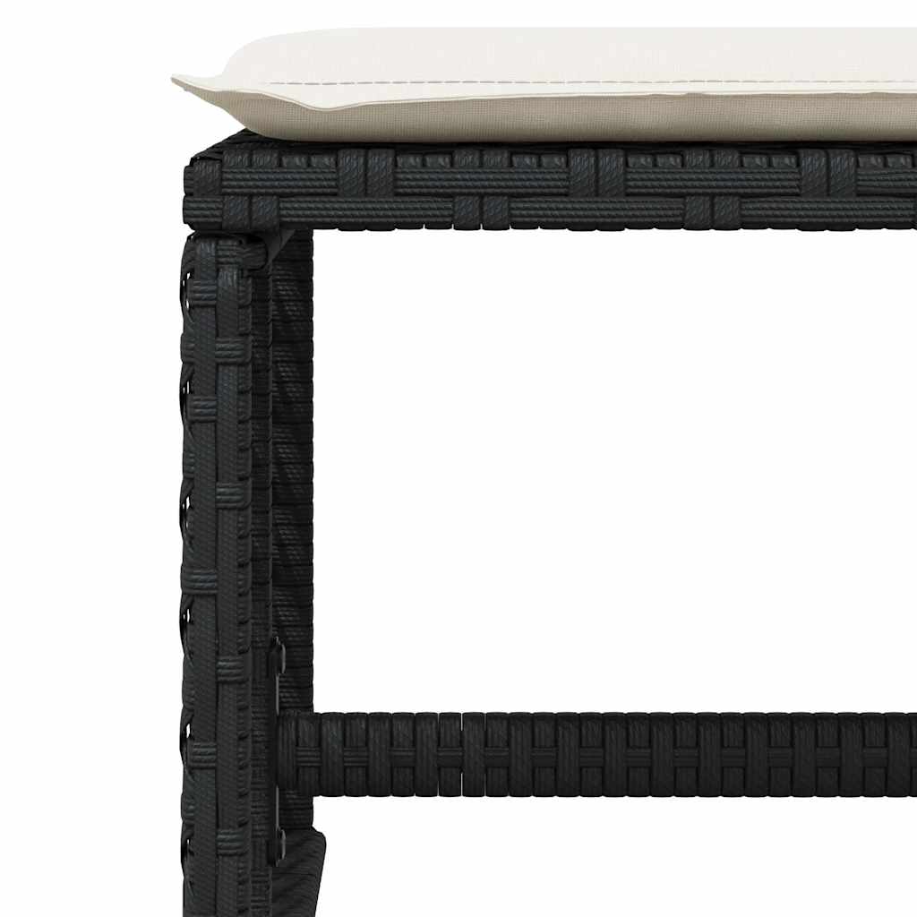 15 Piece Garden Dining Set with Cushions Black Poly Rattan