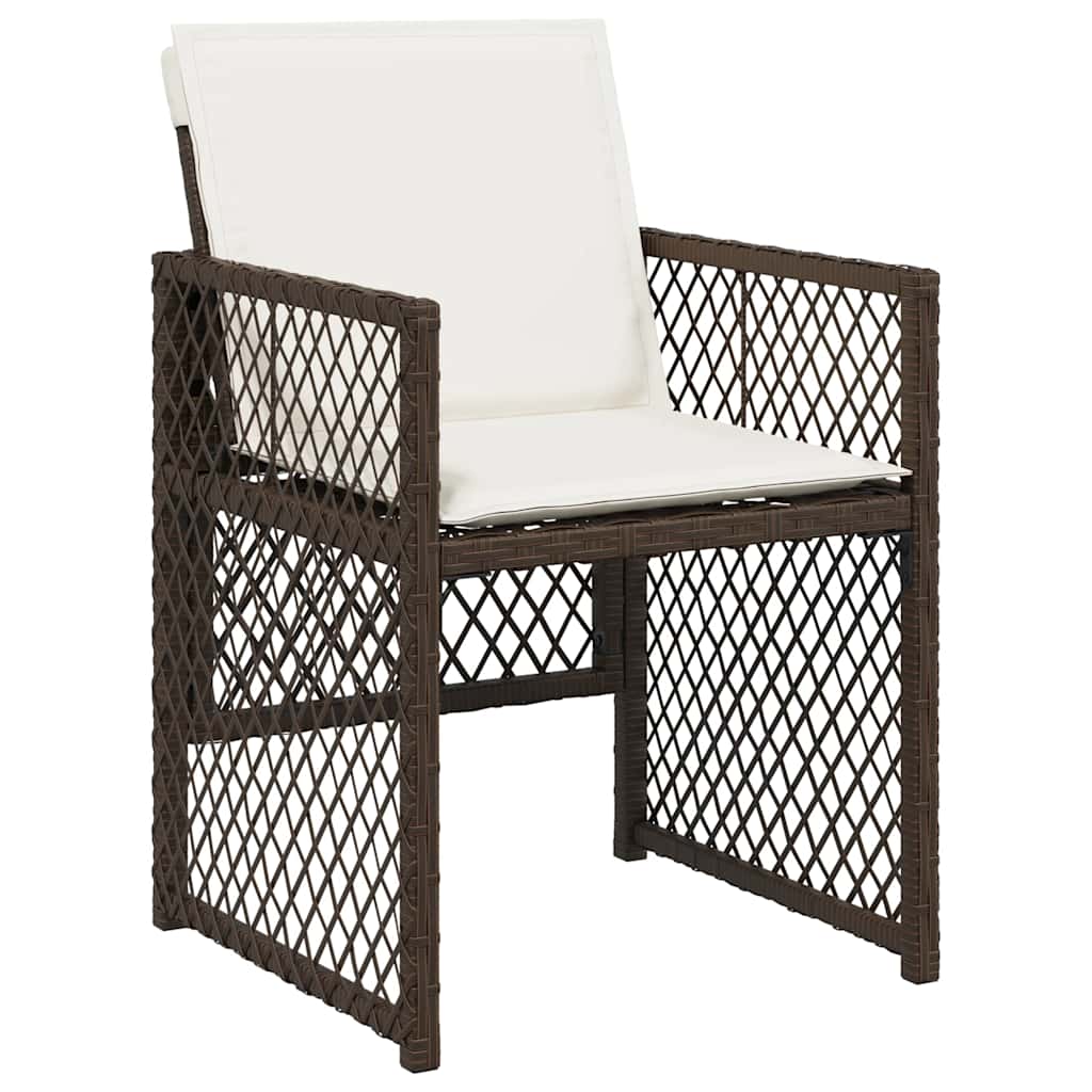 15 Piece Garden Dining Set with Cushions Brown Poly Rattan