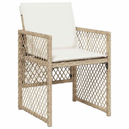 15 Piece Garden Dining Set with Cushions Beige Poly Rattan