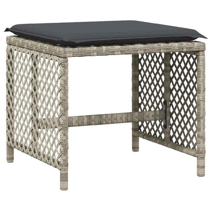 15 Piece Garden Dining Set with Cushions Light Grey Poly Rattan