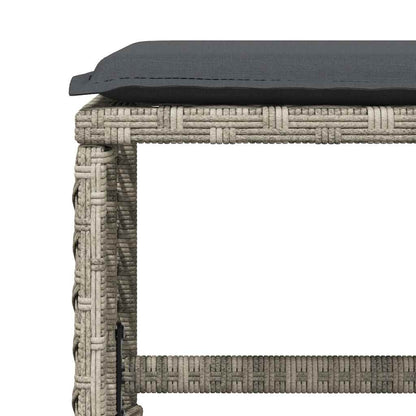 15 Piece Garden Dining Set with Cushions Light Grey Poly Rattan