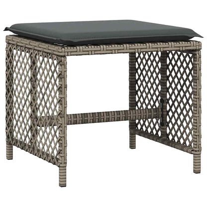 15 Piece Garden Dining Set with Cushions Grey Poly Rattan
